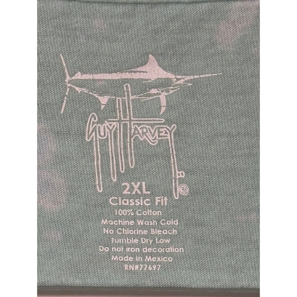 Guy Harvey Mens 2XL T Shirt Aqua Bleach Wash Graphic Marlin - Picture 5 of 7